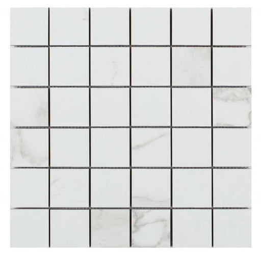 Calacatta Dorado 2x2 Matte Marble Look Porcelain Mosaic