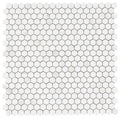 Calacatta Dorado 2x2 Hexagon Polished Marble Look Porcelain Mosaic