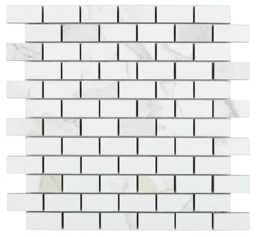 Calacatta Dorado Brick Matte Marble Look Porcelain Mosaic