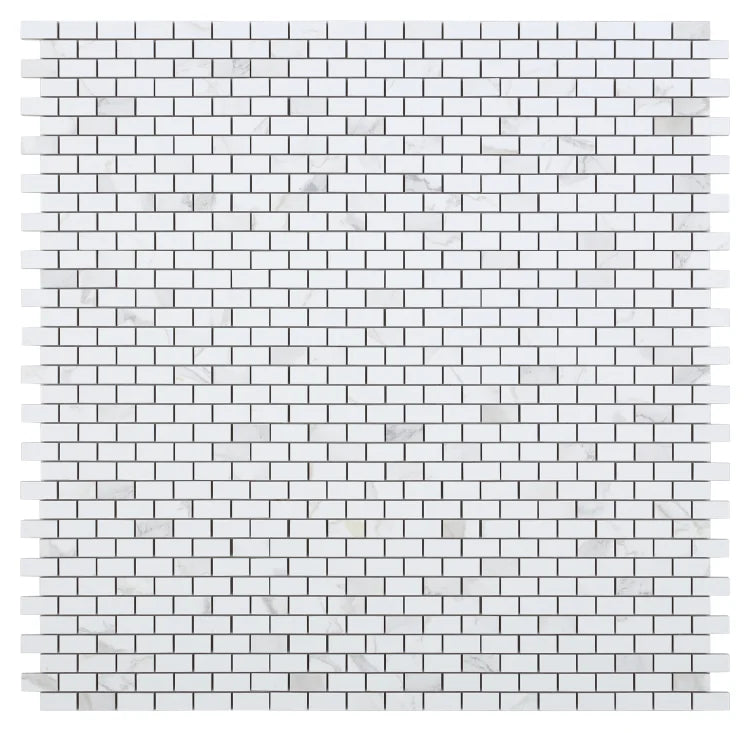 Calacatta Dorado Brick Matte Marble Look Porcelain Mosaic