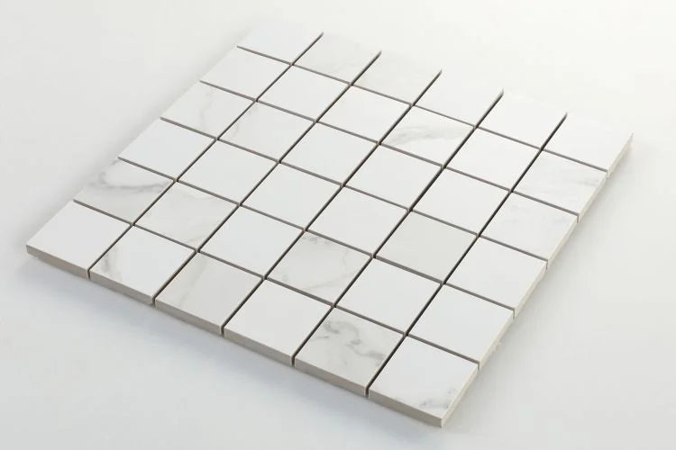 Calacatta Dorado 2x2 Matte Marble Look Porcelain Mosaic