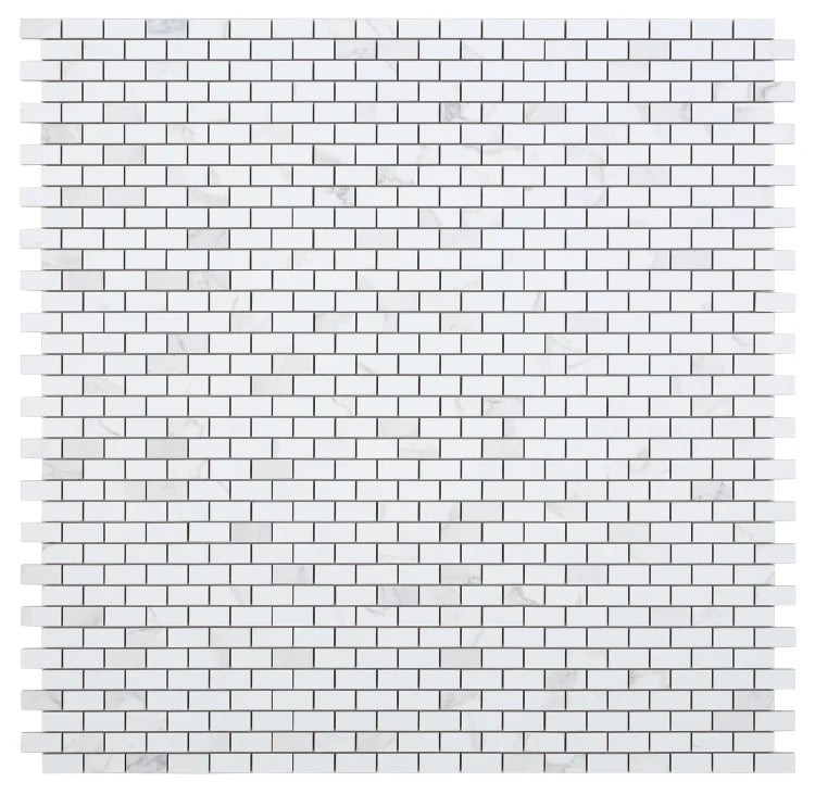 Calacatta Dorado 1x2 Brick Polished Marble Look Porcelain Mosaic