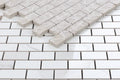 Calacatta Dorado 1x2 Brick Polished Marble Look Porcelain Mosaic