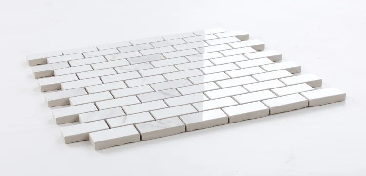 Calacatta Dorado 1x2 Brick Polished Marble Look Porcelain Mosaic