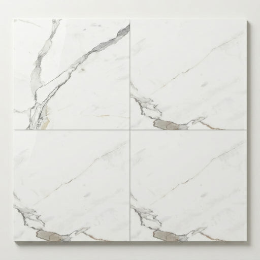 Calacatta Dorado 24x24 Polished Marble Look Porcelain Tile close-up