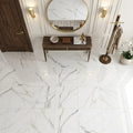 Calacatta Dorado 24x24 Polished Marble Look Porcelain Tile — Foyer floor