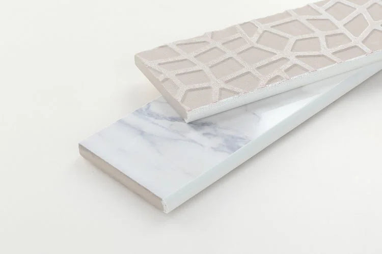 Calacatta Dorado 3x12 Bullnose Polished Marble Look Porcelain Trim