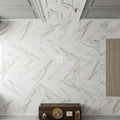 Calacatta Gold 12x12 Polished Marble Tile — Hallway floor