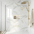Calacatta Gold 12x24 Honed Marble Tile — Bathroom shower wall