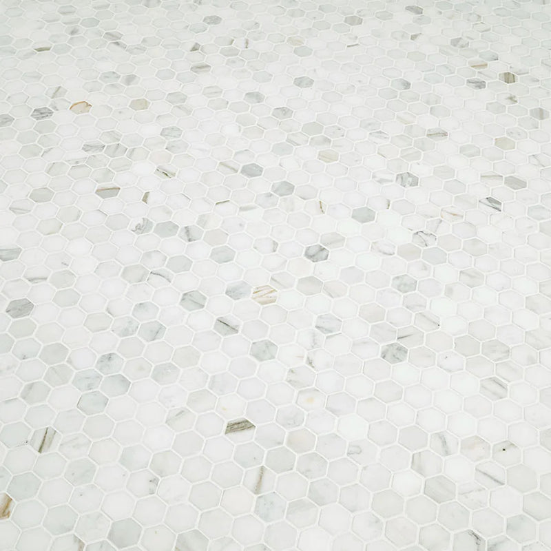Calacatta Gold 1" Hexagon Polished Marble Mosaic Tile