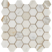 Calacatta-gold-2x2-hexagon-honed-marble-mosaic