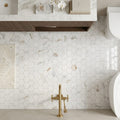 Calacatta Gold 2x2 Hexagon Polished Marble Mosaic — Bathroom floor