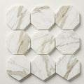 Calacatta Gold 2x2 Hexagon Polished Marble Mosaic close-up