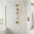 Calacatta Gold 2x2 Mesh Honed Marble Mosaic — Bathroom shower wall