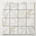 Calacatta Gold 2x2 Mesh Honed Marble Mosaic close-up