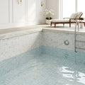 Calacatta Gold 2x2 Mesh Honed Marble Mosaic — Swimming Pool pool interior tiling