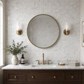 Calacatta Gold 3x6 Honed Veined Marble Tile — Bathroom wall