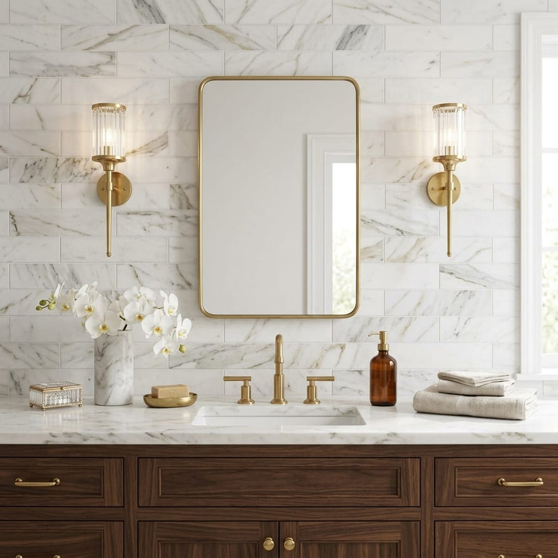 Calacatta Gold 4x16 Honed Marble Tile — Bathroom wall