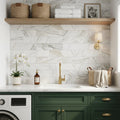 Calacatta Gold 4x16 Honed Marble Tile — Laundry Room backsplash