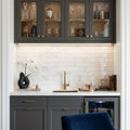 Calacatta Gold 4x16 Polished Marble Tile — Wet Bar backsplash