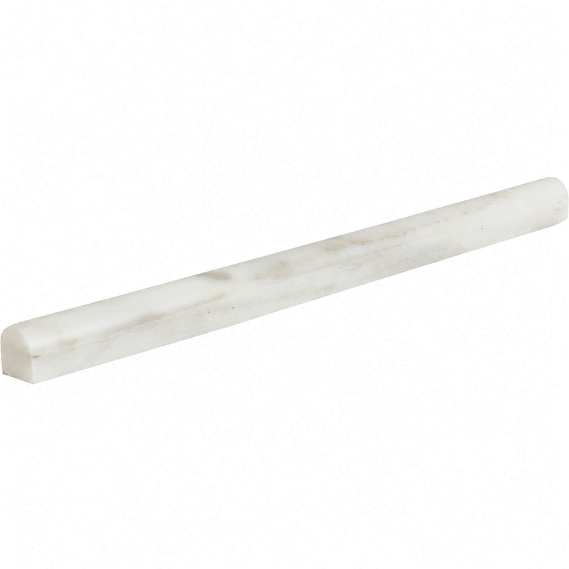 Single Calacatta Gold honed 3/4x12 dome liner marble trim with subtle beige veining on a white background.