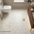 Calacatta Gold (Italian) Marble 1x1 Honed Hexagon Mosaic — Bathroom floor