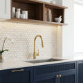 Calacatta Gold (Italian) Marble 1x1 Honed Hexagon Mosaic — Kitchen backsplash