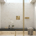 Calacatta Gold (Italian) Marble 1x1 Honed Mosaic — Bathroom shower floor