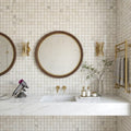 Calacatta Gold (Italian) Marble 1x1 Honed Mosaic — Bathroom shower wall