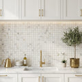 Calacatta Gold (Italian) Marble 1x1 Honed Mosaic — Kitchen backsplash
