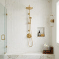 Calacatta Gold (Italian) Marble 1x2 Honed Herringbone Mosaic — Bathroom shower wall