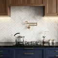 Calacatta Gold (Italian) Marble 1x3 Honed Herringbone Mosaic — Kitchen backsplash