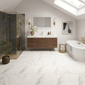 Calacatta Gold (Italian) Marble 12x12 Honed Tile — Bathroom floor