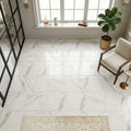 Calacatta Gold (Italian) Marble 12x12 Honed Tile — Sunroom floor