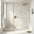 Calacatta Gold (Italian) Marble 12x24 Honed Tile — Bathroom shower wall