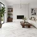 Calacatta Gold (Italian) Marble 12x24 Honed Tile — Living Room floor