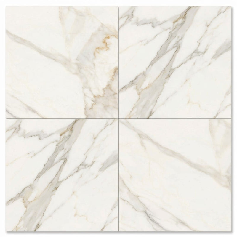 Calacatta Gold (Italian) Marble 18x18 Honed Tile close-up