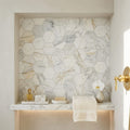 Calacatta Gold (Italian) Marble 2x2 Honed Hexagon Mosaic Vortex Hexagon Mosaic (w/ Calacatta Gold) — Bathroom niche