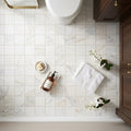 Calacatta Gold (Italian) Marble 2x2 Honed Mosaic — Bathroom floor