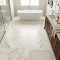 Calacatta Gold (Italian) Marble 24x24 Honed Tile — Primary Bath floor