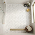 Calacatta Gold (Italian) Marble 3x3 Honed Hexagon Mosaic — Bathroom shower floor