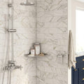 Calacatta Gold (Italian) Marble 3x6 Honed Tile — Bathroom shower wall