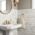 Calacatta Gold (Italian) Marble 3x6 Honed Tile — Powder Room wainscot