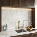 Calacatta Gold (Italian) Marble 3x6 Honed Tile — Wet Bar backsplash