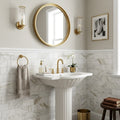 Calacatta Gold (Italian) Marble 3x6 Honed Tile — Powder Room wainscot