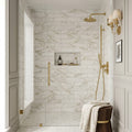 Calacatta Gold (Italian) Marble 4x12 Honed Tile — Bathroom shower wall