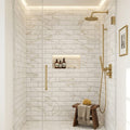 Calacatta Gold (Italian) Marble 4x12 Honed Tile — Bathroom shower wall