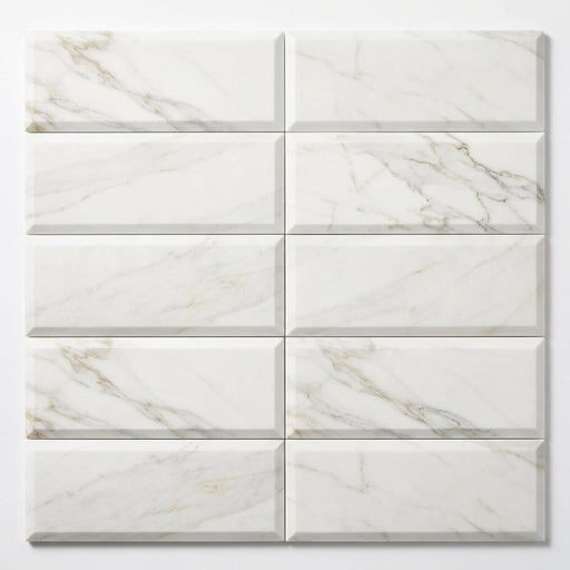 Calacatta Gold (Italian) Marble 4x12 Honed Tile close-up