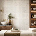 Calacatta Gold (Italian) Marble 5/8x5/8 Honed Mosaic — Spa spa interior