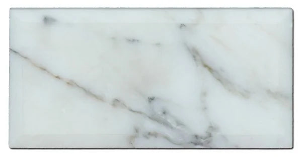 Calacatta Gold 3x6 Deep Beveled Polished Veined Marble Tile